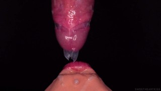 CLOSE UP: BEST Bottom View CONDOM BLOWJOB! She BROKE the CONDOM and STARTS PLAYING with CUM! ASMR 4K