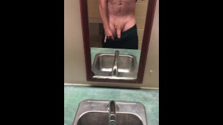 Early Morning Pee Desperation While Camping – Risky Public Pissing & Cumming In A Public Washroom