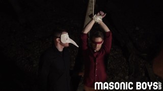 MasonicBoys Initiate Cole Blues genitalia massaged by DILF